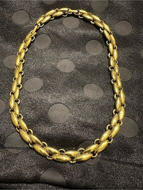 Vintage O.S. Gold Tone Marquise Link Necklace 18" Statement Chain